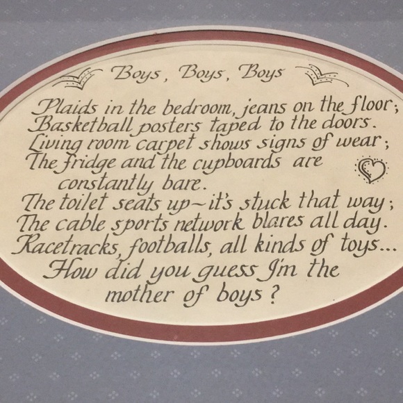 Boys, Boys, Boys A Mother of Boys Poem in wooden picture frame This says it all. - Picture 3 of 6